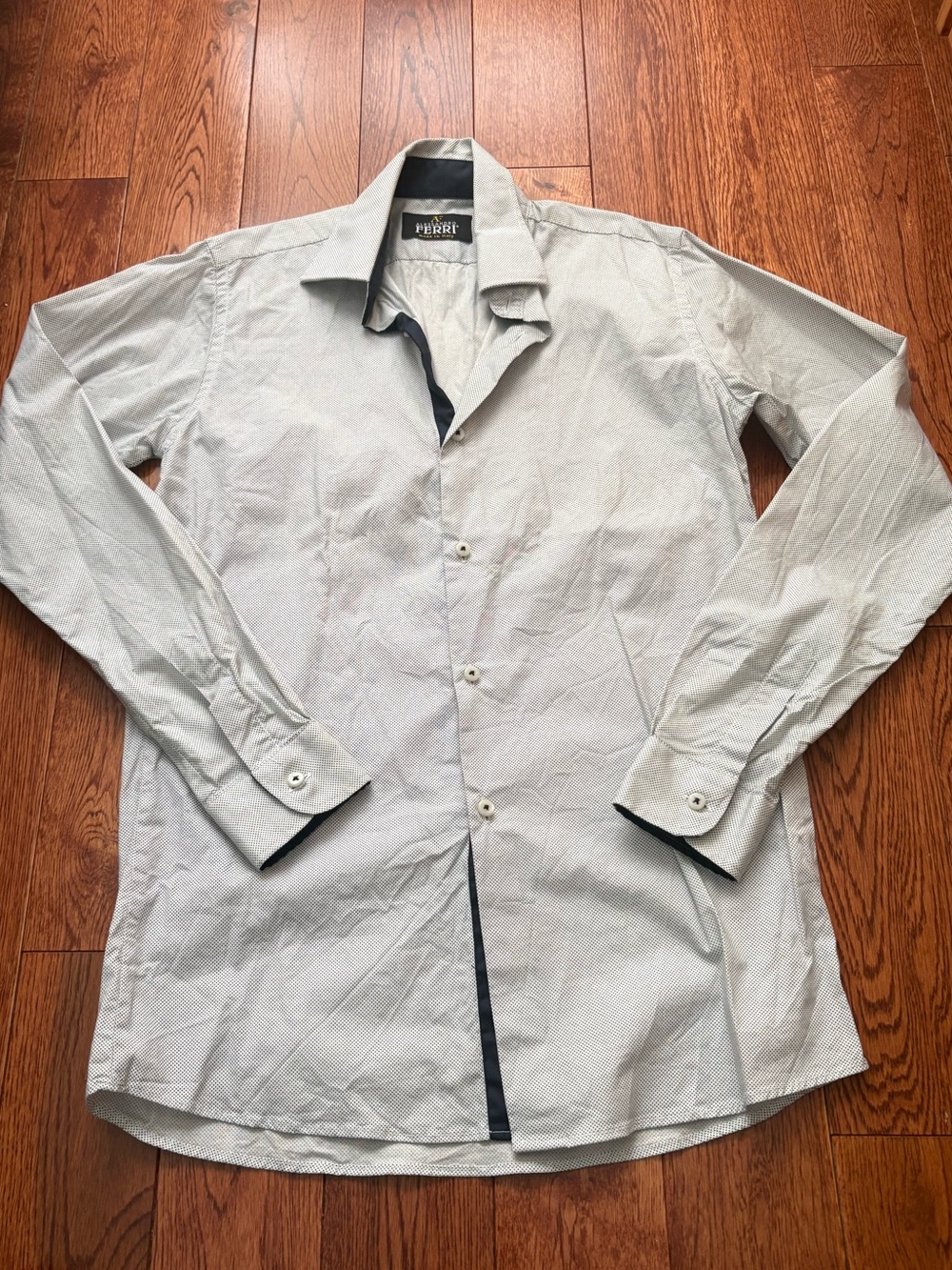 Men's Light Gray Dress Shirt with Contrast Trim